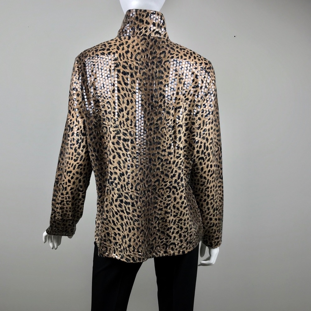 {Misook} Leopard Print Shiny Jacket - Picture 4 of 8